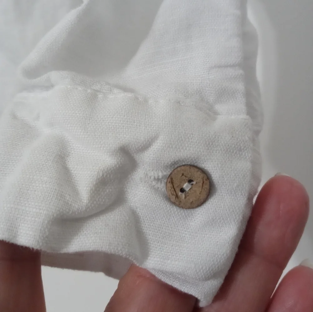 LULUKIDS BRIGHT WHITE LINEN BUTTON DOWN TODDLER BOY'S SHIRT 3-4Y